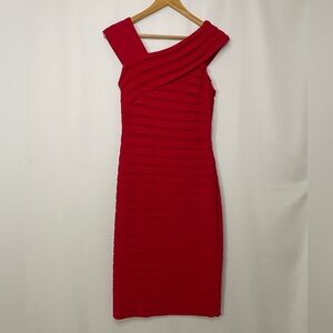 Adrianna Papell Red Pleated Bandage Cocktail Dress – Women’s Size 4